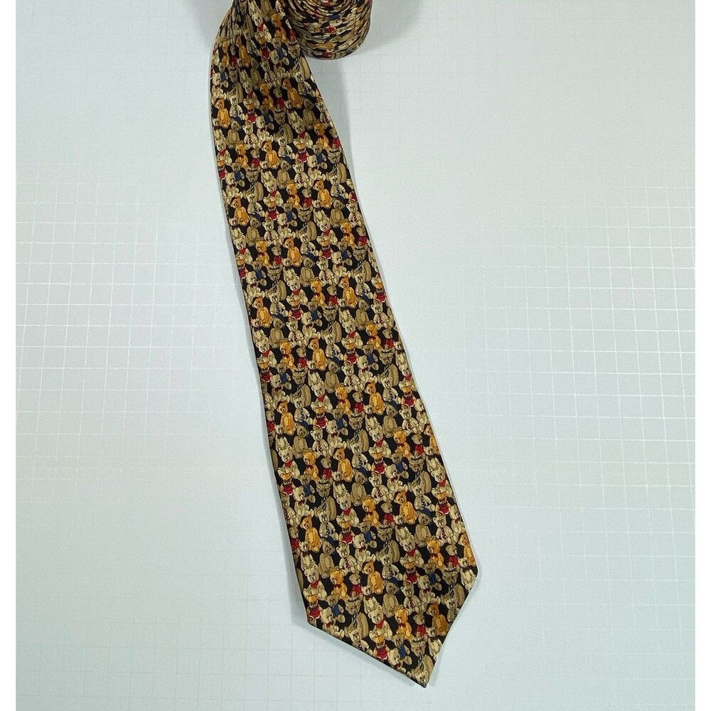 Museum Artifacts Teddy Bear 100th Anniversary Silk Necktie Vintage